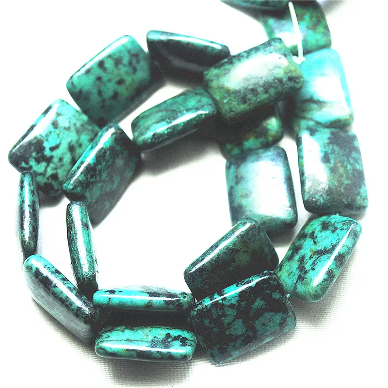 1 سلسلة حجر الفيروز الأفريقي الطبيعي السواحل شكل مستطيل 13X18 مللي متر 15X20 مللي متر موضة صنع المجوهرات اكسسوارات اختيار جيد