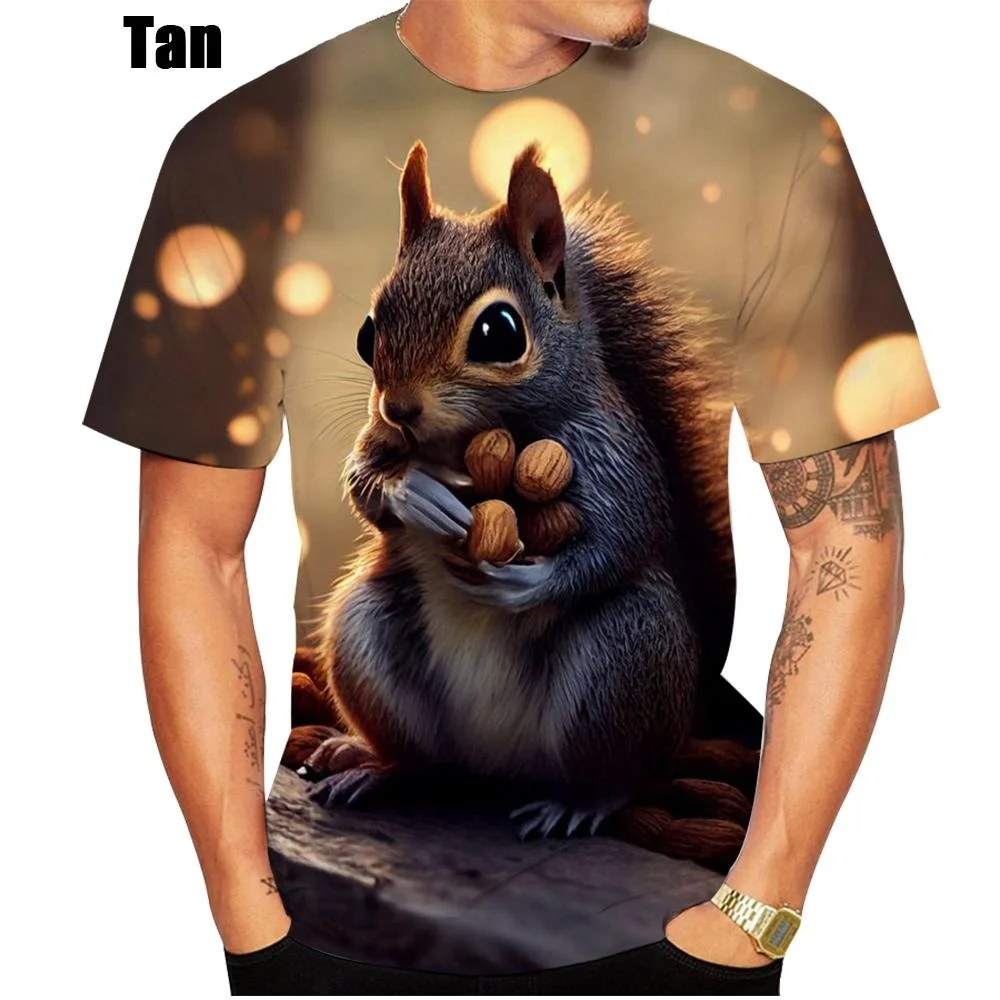 New Fashion Summer Hot Sale 3D Squirrel Men's/women's T Shirt 3D Printing Short-sleeved Round Neck Men's Tops