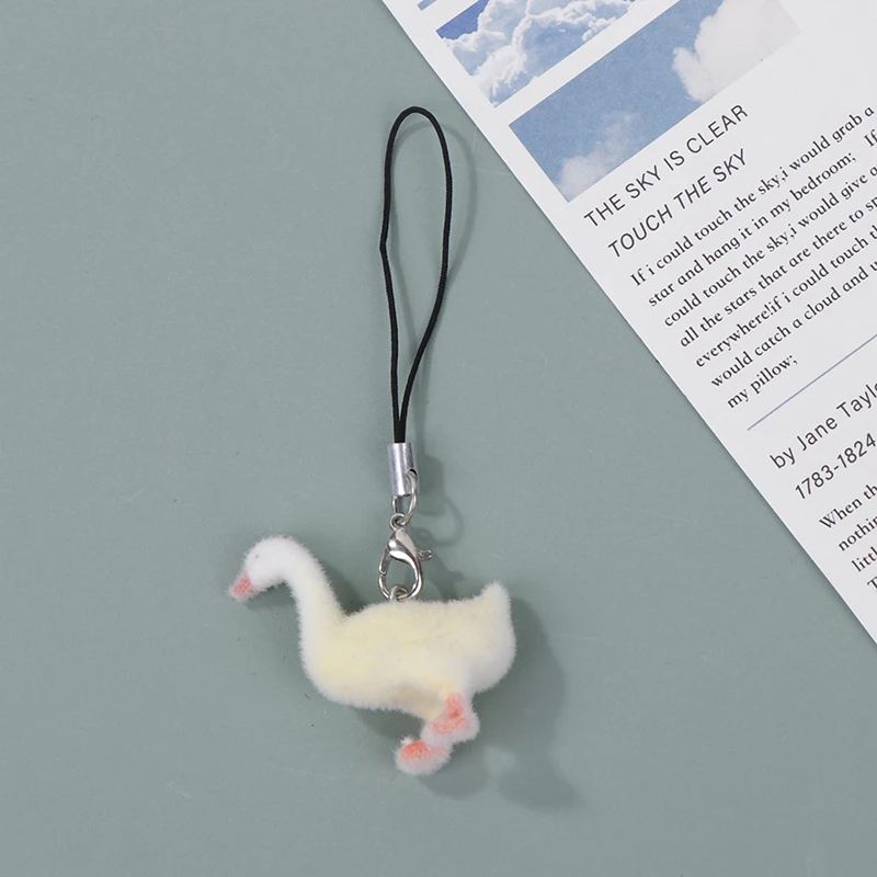 

1Pcs Creative Q Cute Cartoon Resin Flocking 3D Duck Keychain Kawaii Key Ring Animal Key Chains Souvenir Gifts For Women Men