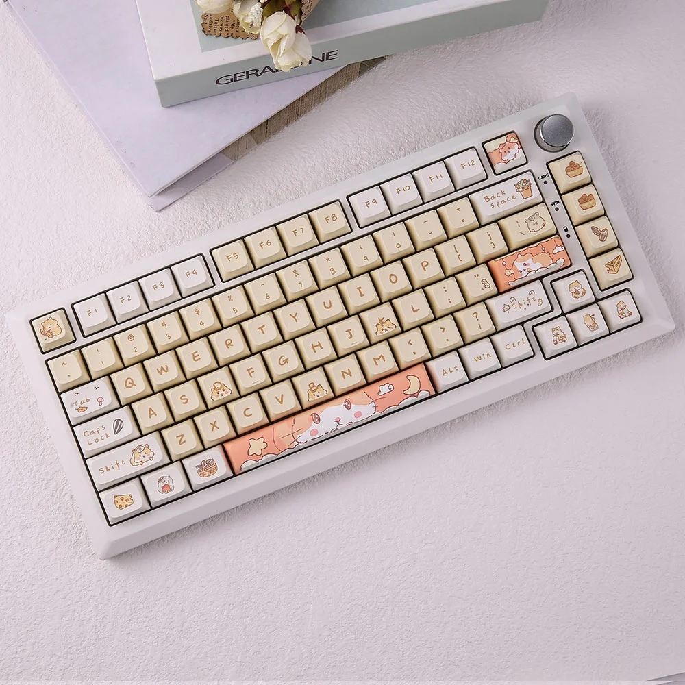 Imagem -05 - Cute Hamster Cartoon Tema Keycaps Xda Perfil Pbt Dye-sub 61 64 84 96 98 104 Chaves Gaming Teclado Mecânico 131 Chaves