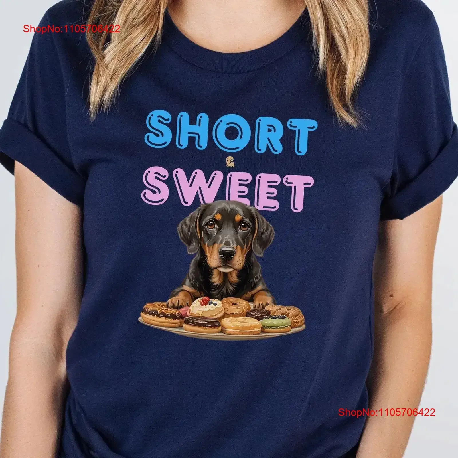 Dachshund Funny T Shirt Short and Sweet Slogan Dog Lover Mom Treats Wiener Owners vintage Washed graphic Casual Slightly