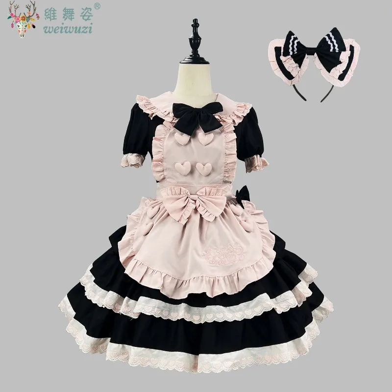 

Popular Cute Lolita Dress With Bow Apron Beautiful Dress Anime Cosplay Costume Stage Performance Fancy Costume Sweet Hot Style