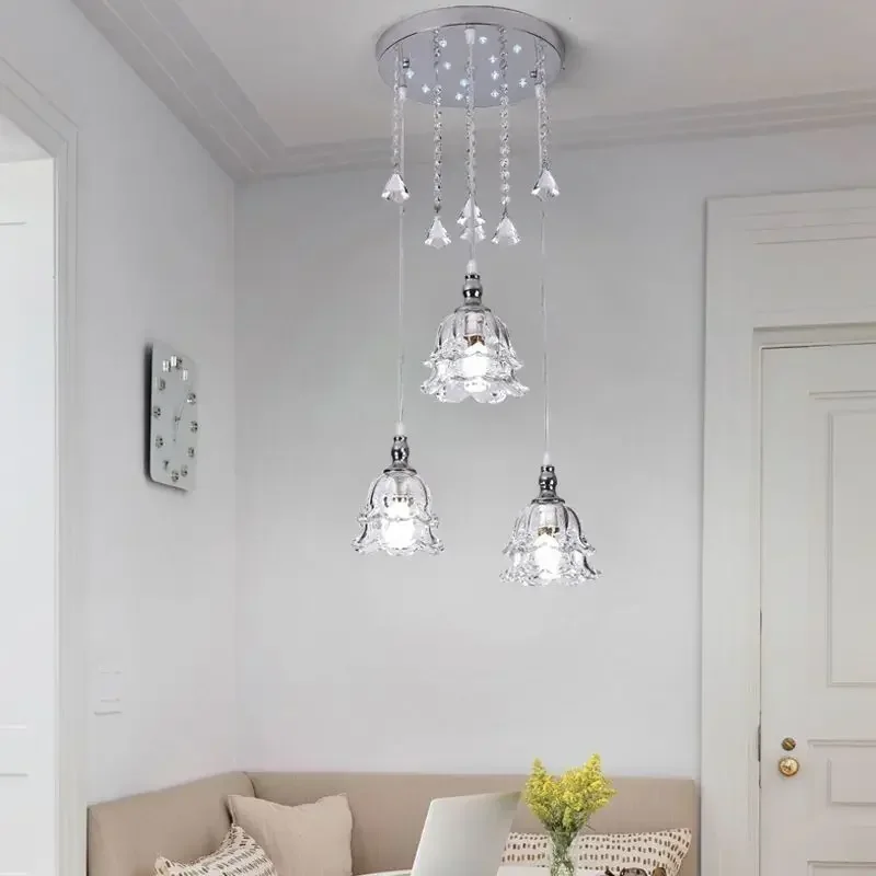 New Fashion Crystal Glass 3-Head Chandelier - Exquisite Design for Dining Room, Bar & Staircase