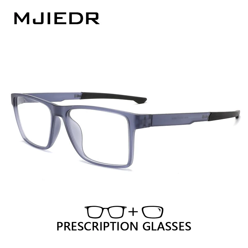 

MJIEDR Unisex Sport Optical Prescription Glasses TR90 Square Frame Custom Lenses for Myopia Hyperopia and Presbyopia