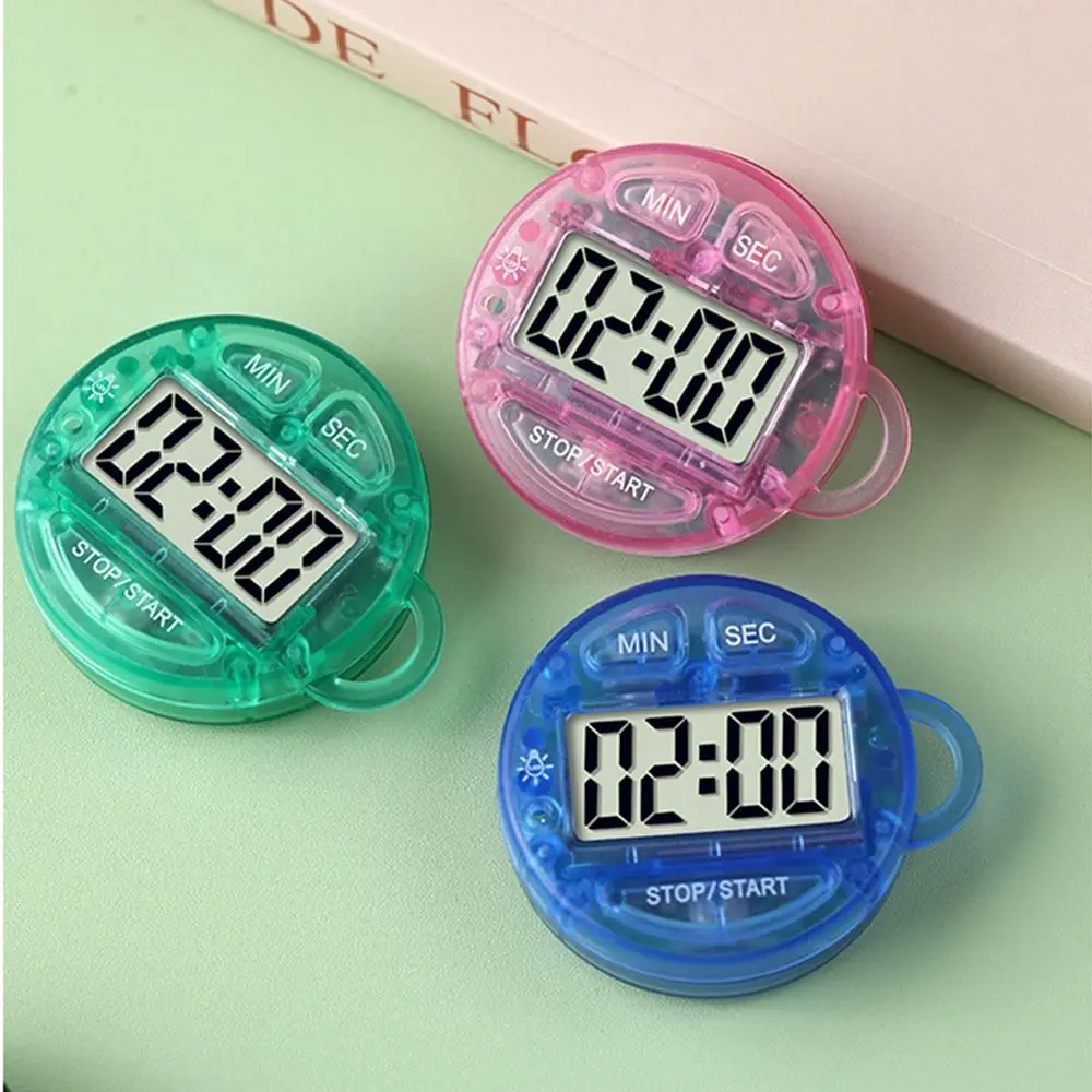 Multifunctional LCD Display Digital Timer Handheld Round Countdown Timer Visual Timer Magnetic Keychain Timer Sports