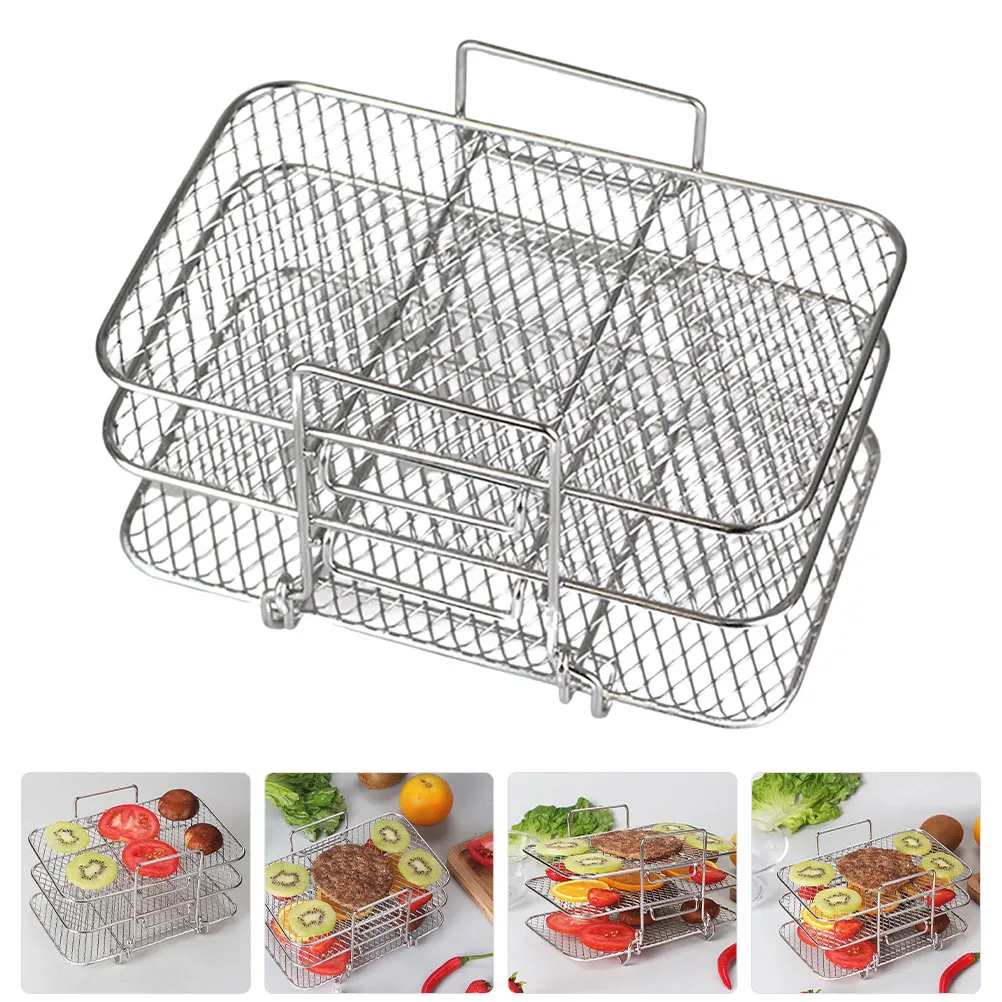 

Three Layer Rack Electric Oven Oven Grill Rack Air Fryer Accessory Silver Stainless Steel Barbecue Grate Replacement