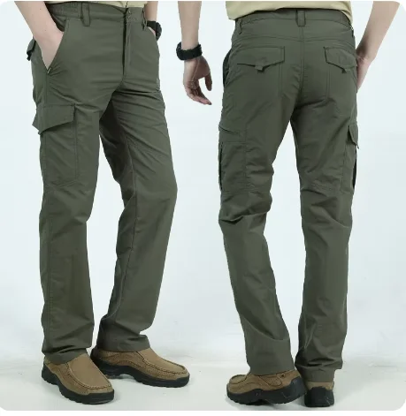 Spring and Autumn Men's Casual Military Long Pants Male Waterproof Quick Dry Cargo Camping Overalls Tactical Breathable Trousers