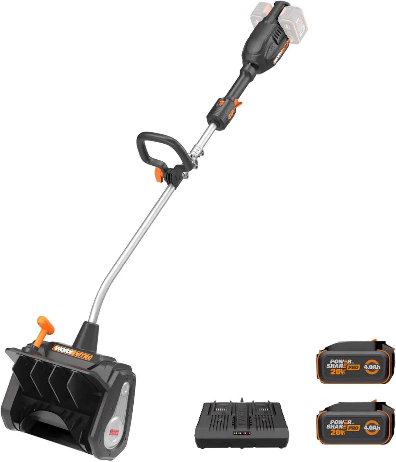 40V 12'' Electric Snow Shovel, 4-Car Driveway Cordless Snow Thrower, 2 Speeds Brushless Motor, Adjustable Front Handle, 4.0 Ah B