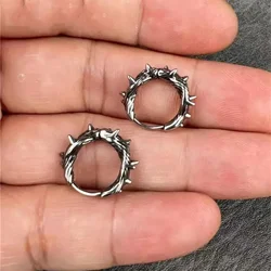 Vintage Circle Pin Hoop Earrings Hypoallergenic Earrings Punk Biker Hip Hop Rock Men Jewelry Accessories