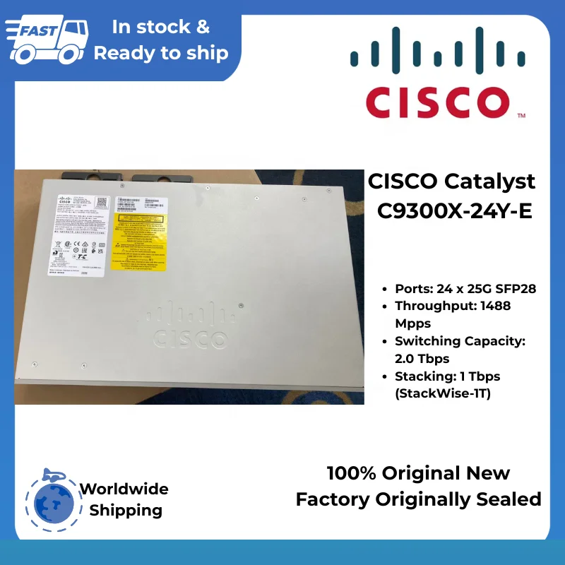 C9300X-24Y-E Original New Cisco Catalyst 9300X Series 24 Port 25G SFP28 Managed Network Switch C9300X-24Y-E Fast Shipping