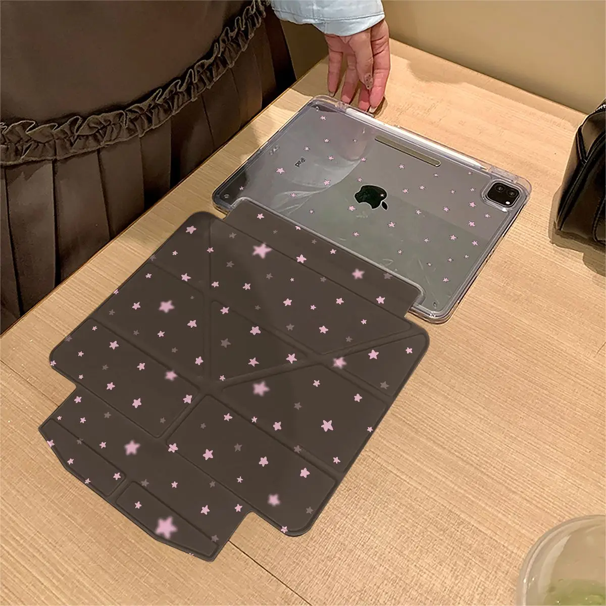 Brown Pink Star 3+Y Fold iPad Case For iPad Pro 11 13in 2025 iPad Pro 12.9in Air7 10th 11th M4/5 MINI Magnetic Buckle Cover