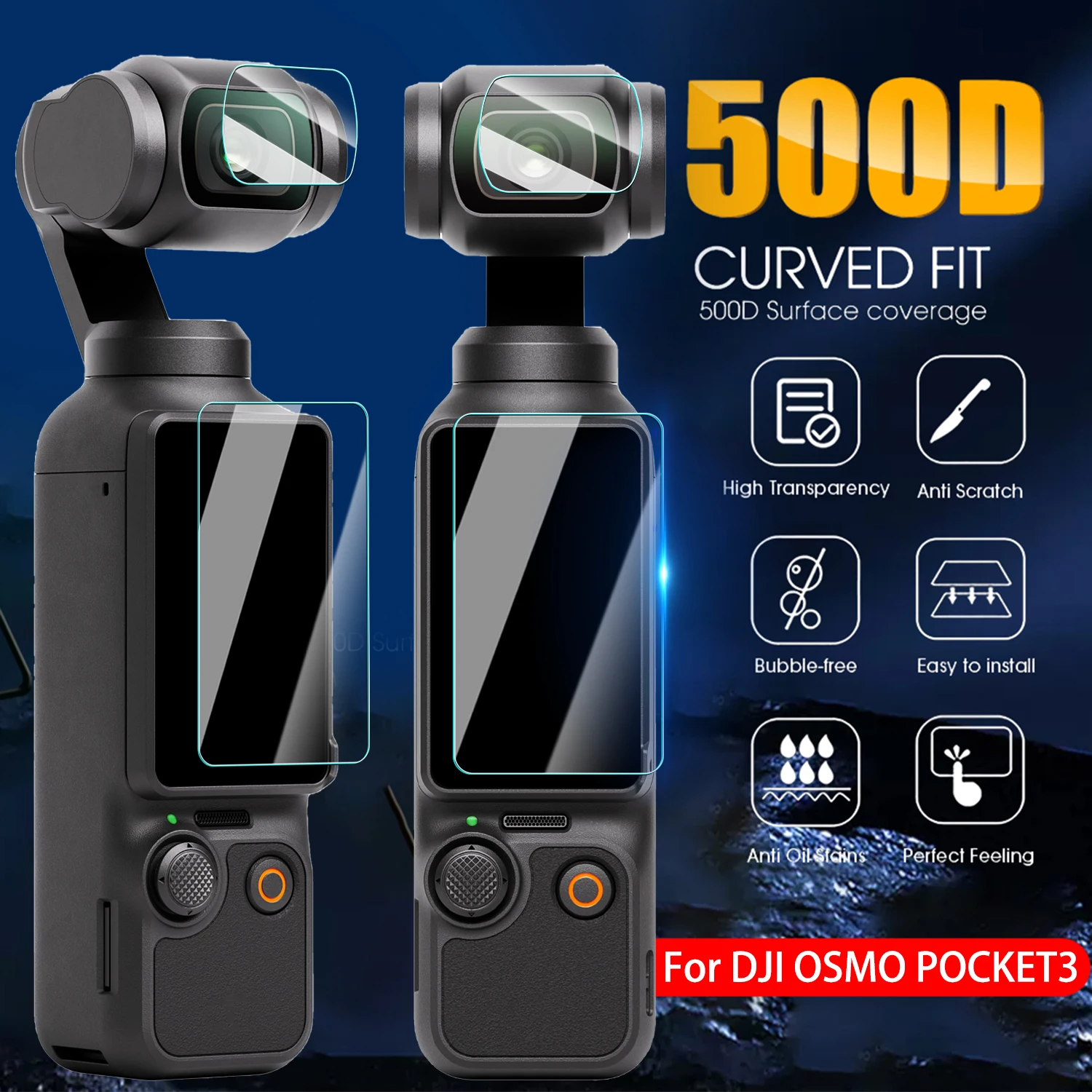 For DJI Osmo Pocket 3 Tempered Glass Screen Protectors Full Coverage Camera Lens Films for DJI Osmo Pocket 3 Accessories