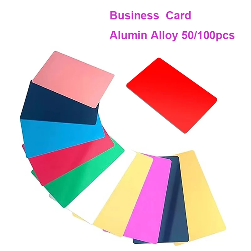 

50/100Pcs Colored Finish Aluminum Metal Business Cards Blank Sheets for Laser Engraving DIY CNC Use in Office And House