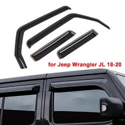 2/4pcs Car Side Window Deflectors Black Car Exterior Rain Guard for Jeep Wrangler JL 2018-2020