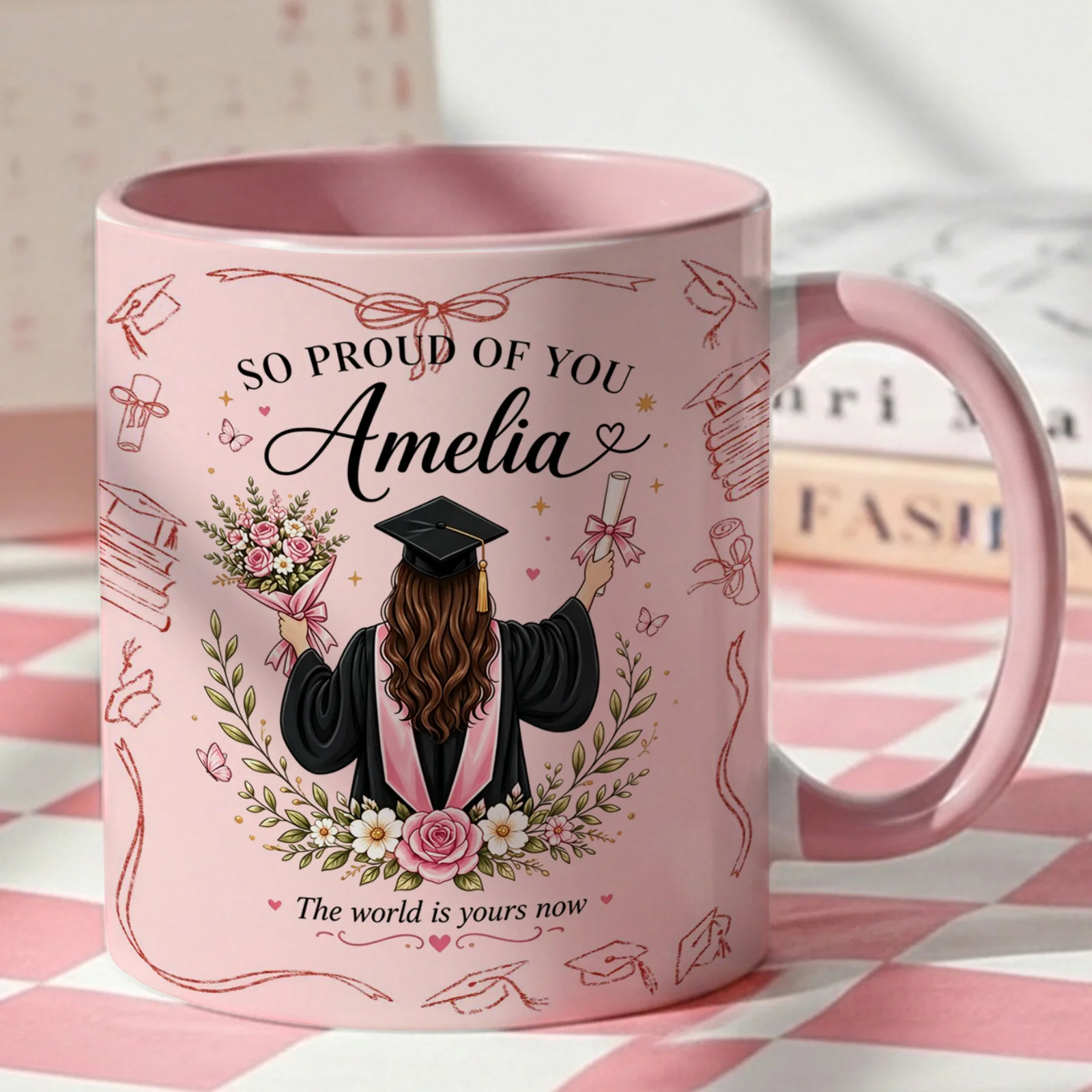 Custom Graduation Mug Personalized Name Text Ceramic Coffee Cup Gift for Graduate