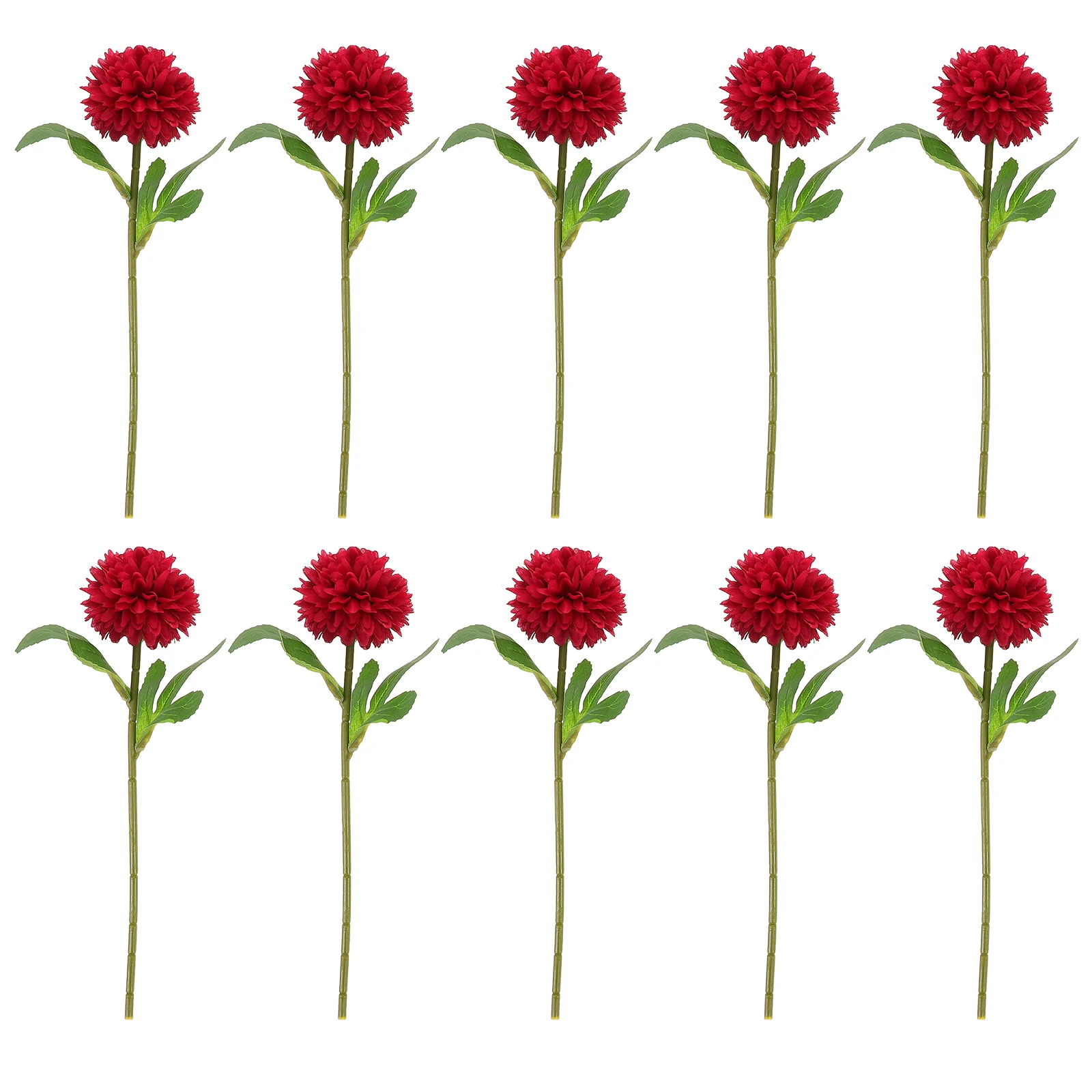 

10 Pcs Simulated Pong Chrysanthemum Fake Red Bouquet Chrysanthemums Flowers with Stems DIY Arrangement Plastic