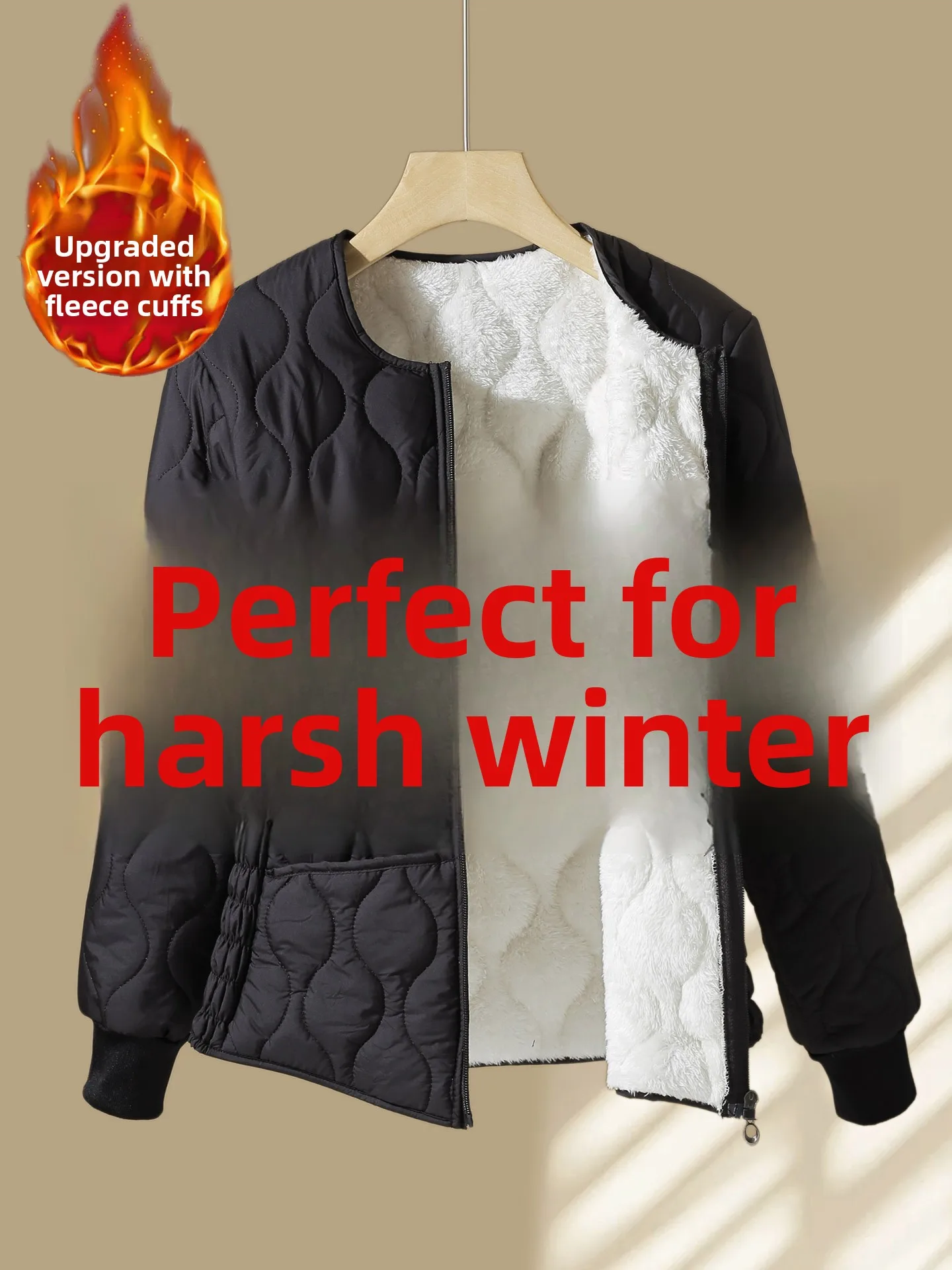 

Женская зимняя утепленная куртка с флисовой подкладкой из хлопка, теплый базовый слой, ночной комплект, рабочая одежда, облегающее, морозостойкое пальто