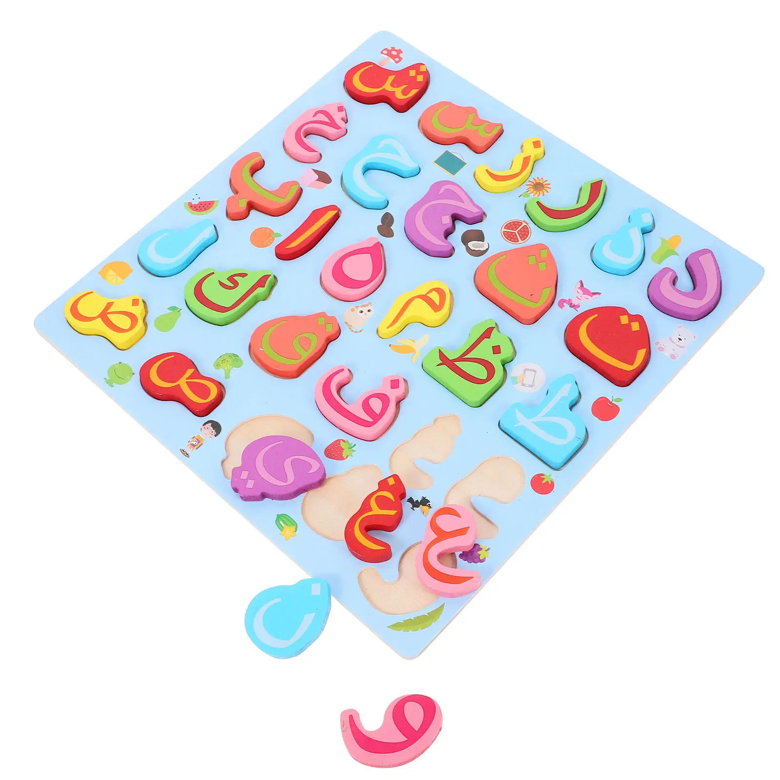 Arabic Letter Wooden Puzzle for Toddlers 18 Months Old Learning Alphabet Recognition Matching Skills Cognitive Development