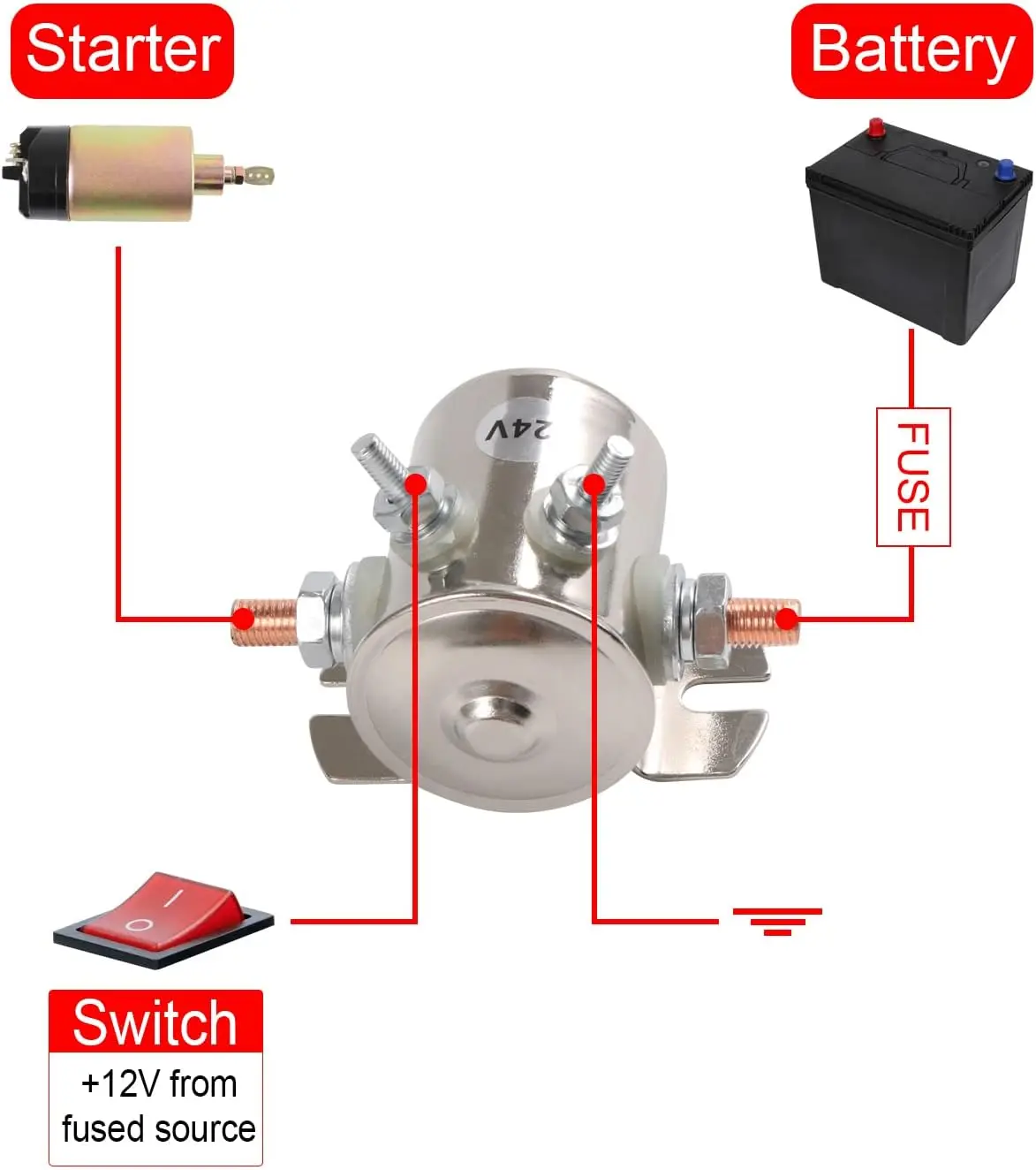 SPST Max 300A 12VDC relè a solenoide per impieghi gravosi 4 terminali per carrelli da Golf verricello per impieghi gravosi relè a solenoide marino