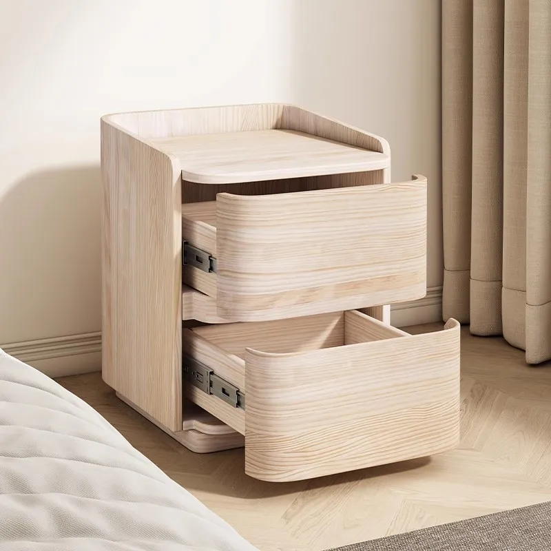 Storage Simple Nightstands Nordic Wood Luxury Aesthetic Bedside Table Modern Leather Mesita De Noche Bedroom Furniture image 5