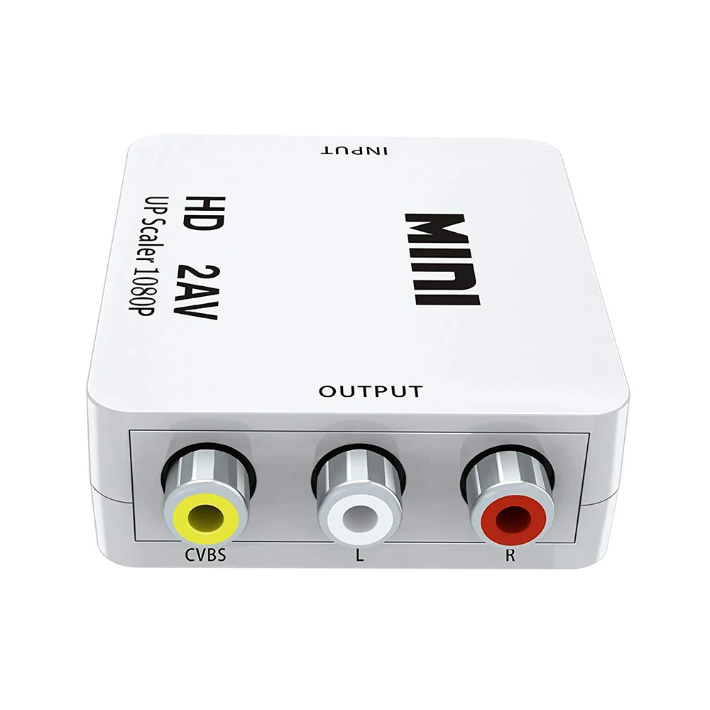 HDMI-compatible to AV Adapter Video Composite Converter HDMI-compatible Input to RCA CVBS L/R Output HD2AV UP Scaler 1080P