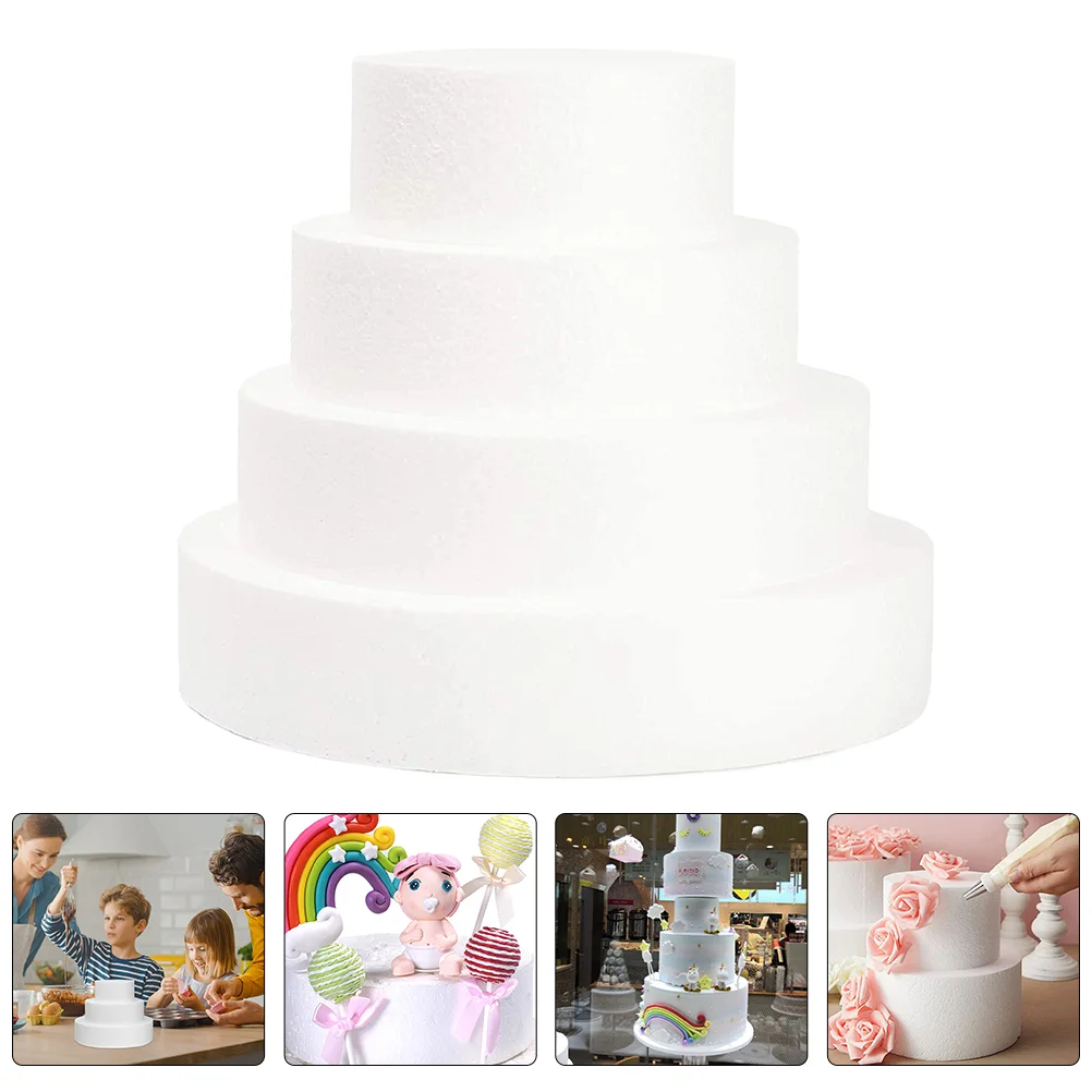 4 Pcs Cake Toys Foam Model Frost Form DIY Dummies Cylinders Crafts Fake Wedding