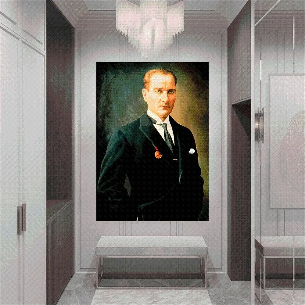 Turkey Mustafa kemal Ataturk Poster Home Office study Wall Bedroom Living Room Kitchen Decoration Painting