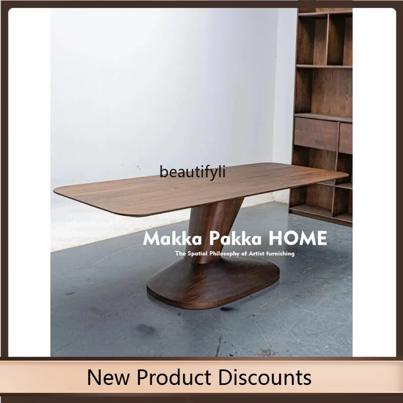 Medieval retro oval solid wood dining table creative villa high-end special-shaped desk K185