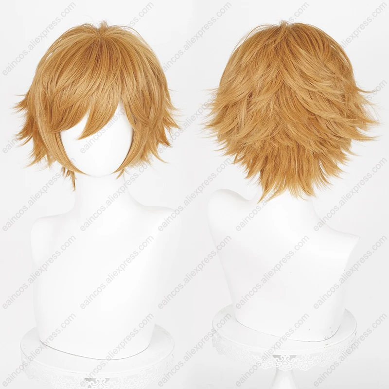 Universal 32cm Short Cosplay Wig Red Orange Linen Fluffy Heat Resistant Synthetic Hair for Halloween 25-48 image 4