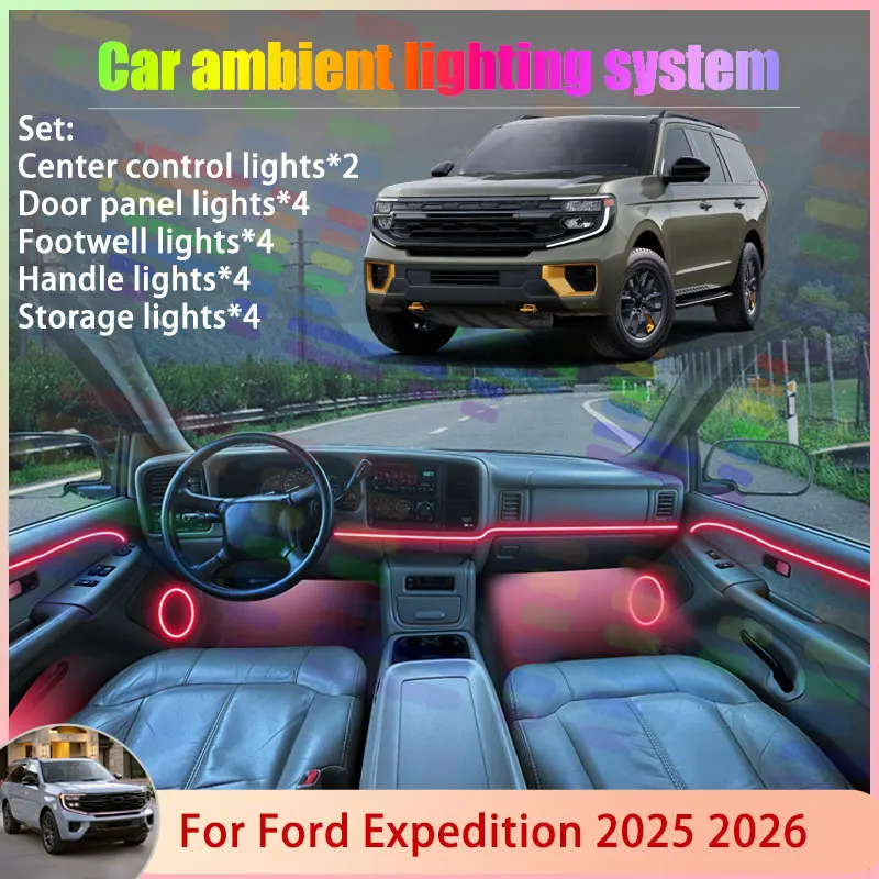 

For Ford Expedition U717 MK5 5th 5Gen 2025 2026 2/18 in 1 Car Atmosphere Light Lamp RGB Shade Ensemble Streamer Atmosphere Set