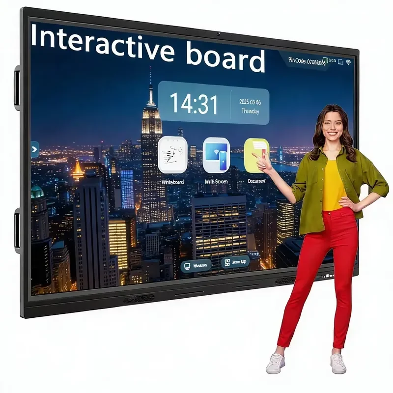 65 Inch 4K Interactive Whiteboard Multi Touch Smart Board Digital Signage LCD Display All in One PC For Meeting Classroom