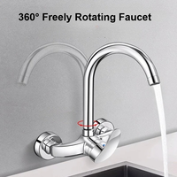 Into The Wall Kitchen Faucet Hot and Cold Wash Basin Sink Laundry Basin Balcony Wash Basin All Copper Mixed Water Valve Faucet