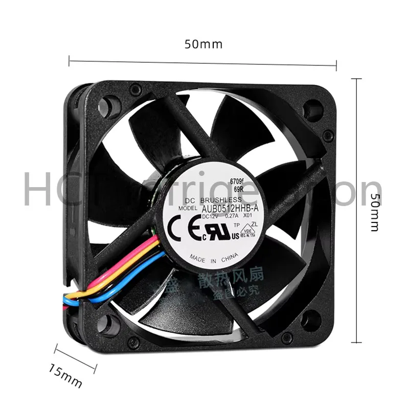 Brand New Original AUB0512HHB-A DC 12V 0.27A 3.24W 50×50×15MM High wind capacity chassis cooling fan