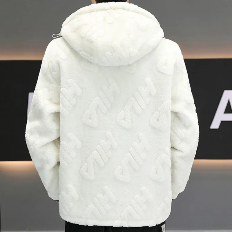 2023 Winter Letter Print Solid Color Hooded Men Jacket Short Clothes Trend Thickened Warm Jacket Homme Winter Jackets Mens