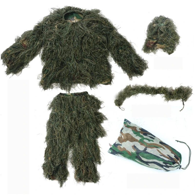 

3D Bionic Ghillie Suits Woodland Desert Camouflage Clothes Spiner Shooting Uniform Hunter Hunting Gear CS Game combat equipment