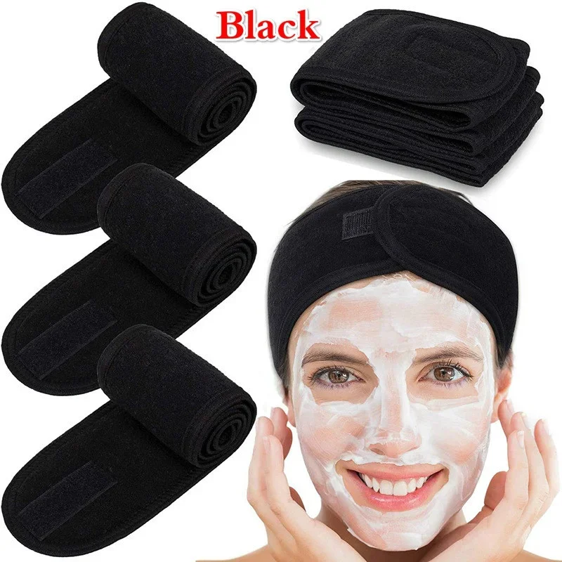 

Hot Facial Spa Headband Makeup Shower Bath Wrap Sport Hairband Terry Cloth Adjustable Stretch Towel with Magic Tape Head Wrap