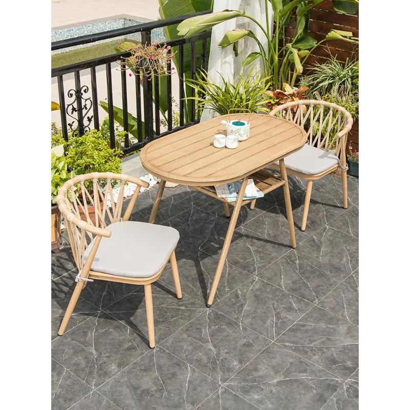Outdoor balcony Combined table and chairs Leisure tea table One table Two chairs Internet celebrity chair Three-piece combinatio