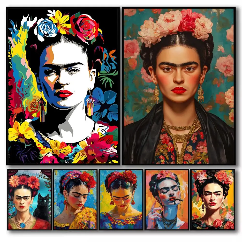 Frida K-Kahlo Poster Stickers Self-Adhesive Painting Mural Decor Wall Decals for Bedroom Living Room Home HD Gift