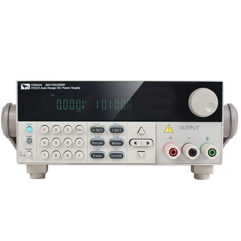 

Programmable DC Power Supply 60V/10A/200W Lab Bench Power Source with RS232/USB Interface and Software IT6932A