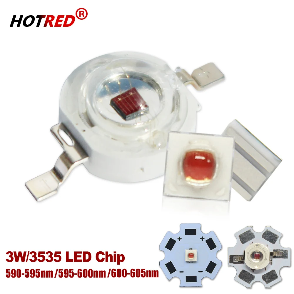 1W 3W High Power LED Chip 3535 SMD Bead Yellow 590-595nm Amber 595-600nm Orange 605nm DC2.2-2.6V For Emergency Traffic Light DIY