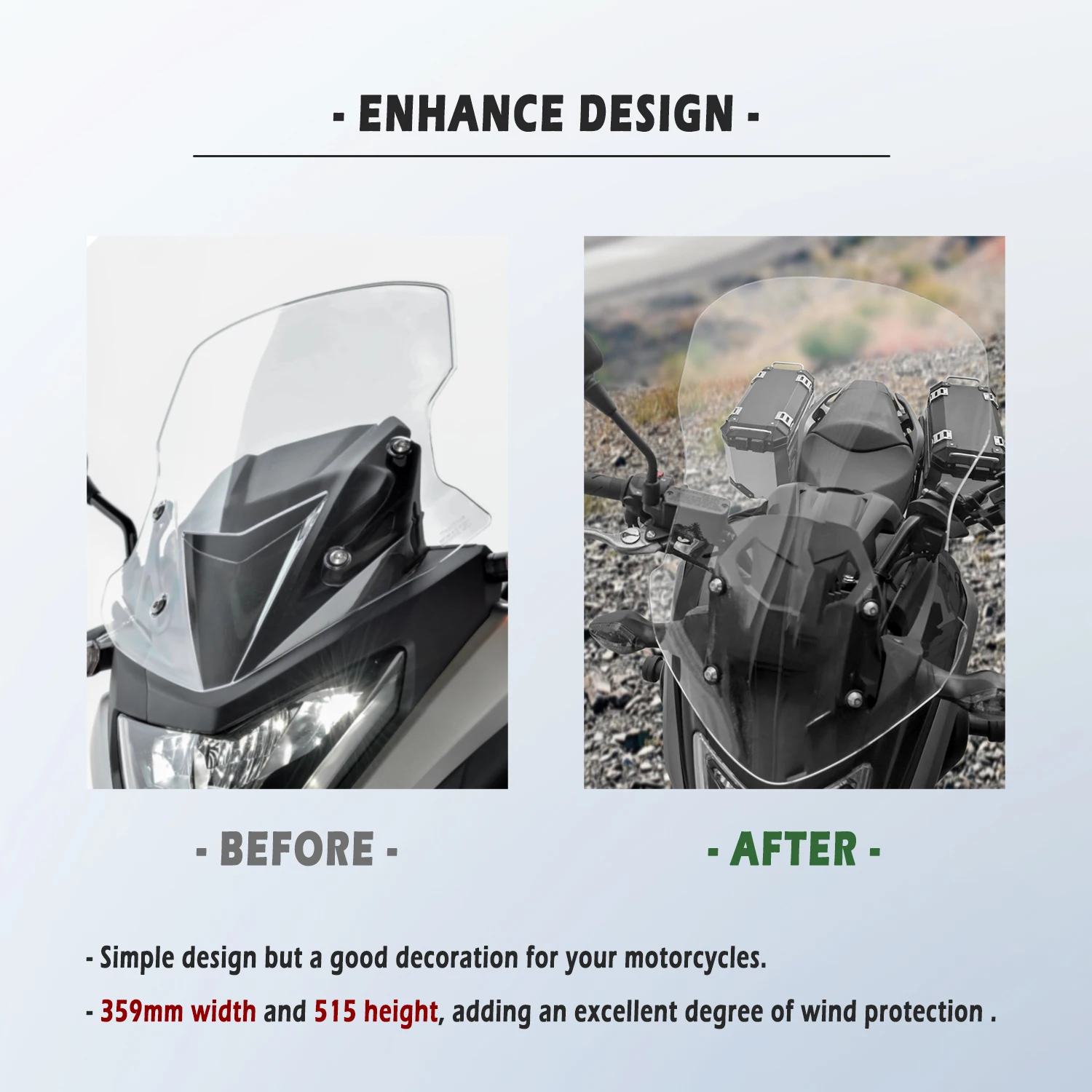 Para-brisa de motocicleta para honda nc 750x2021 2022 2023 2024, peças protetoras de tela contra vento