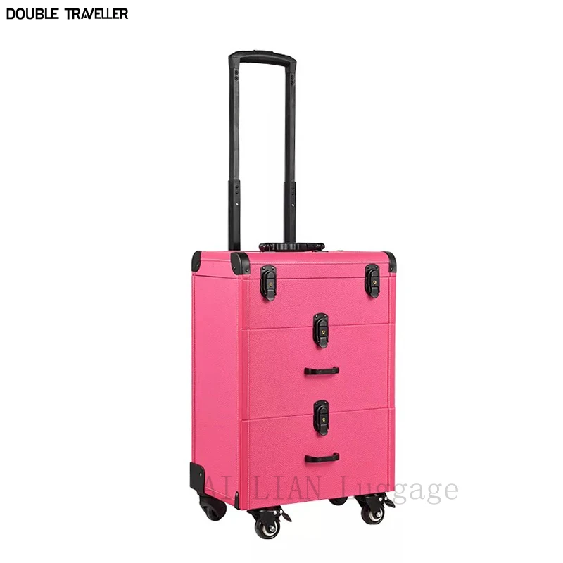 Bagaglio da viaggio multistrato Beauty make up bag box valigia capacità custodia cosmetica trolley trolley per trucco per salone di bellezza