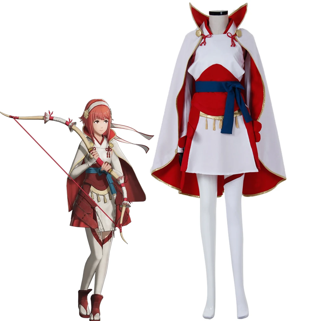 

Sakura Cosplay Game Fire Emblem Costume Women Fancy Uniform Dress with Cloak Full Set Halloween Christmas Carnival Ball Gown