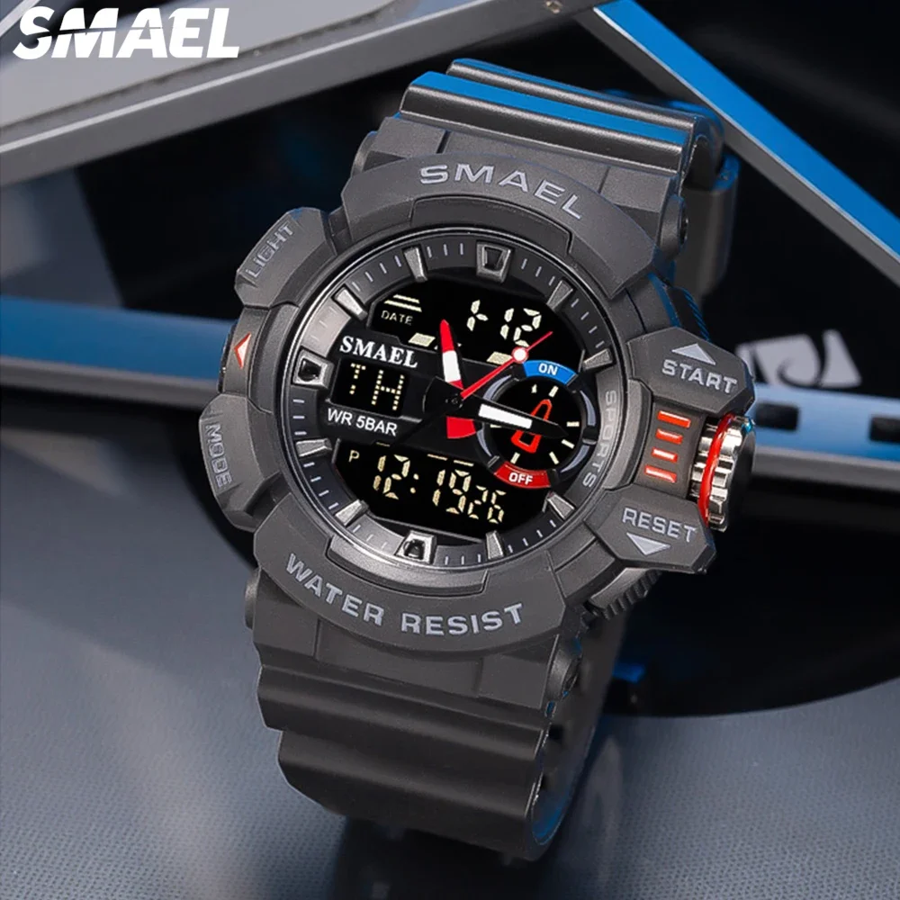 SMAEL Multi functional Electronic Watch Dual Display Alarm 8043 Leisure Outdoor Men\'s Watch Outdoor Waterproof