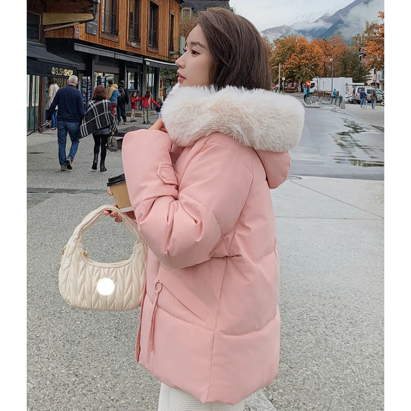 Black Down Jacket Women Coat Hooded Fashion American Streetwear Y2K Style Duck Down Feather Female Winter Pink Short Outwear