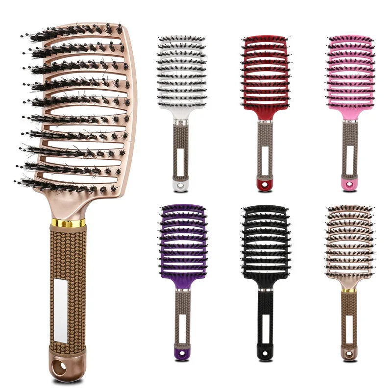 Hair Comb Hair Brush Scalp Massage Comb Bristle Hairbrush Fluffy Hairstyle Women Wet Dry Detangle Curly Antistatic Salon Tool 1p