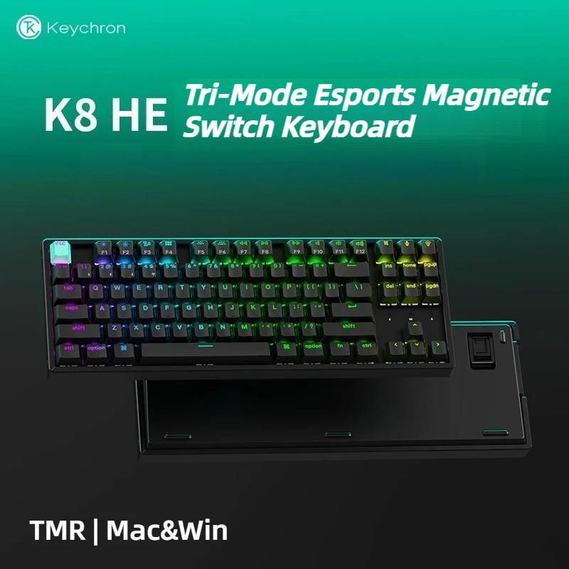 

keychron K8HE Gaming Mechanical Keyboard - 87-Key Wireless Tri-Mode Magnetic Switch RGB & Hot-Swap for Valorant/R6 Siege Esports