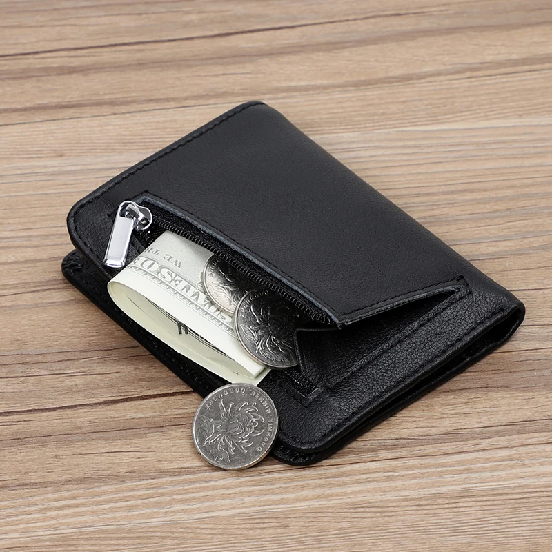 Slim Wallet Men Genuine Leather Thin Pocket Wallet for Men Short Purse Unisex Women  Mini Wallets Card Holder Small Coin Purse