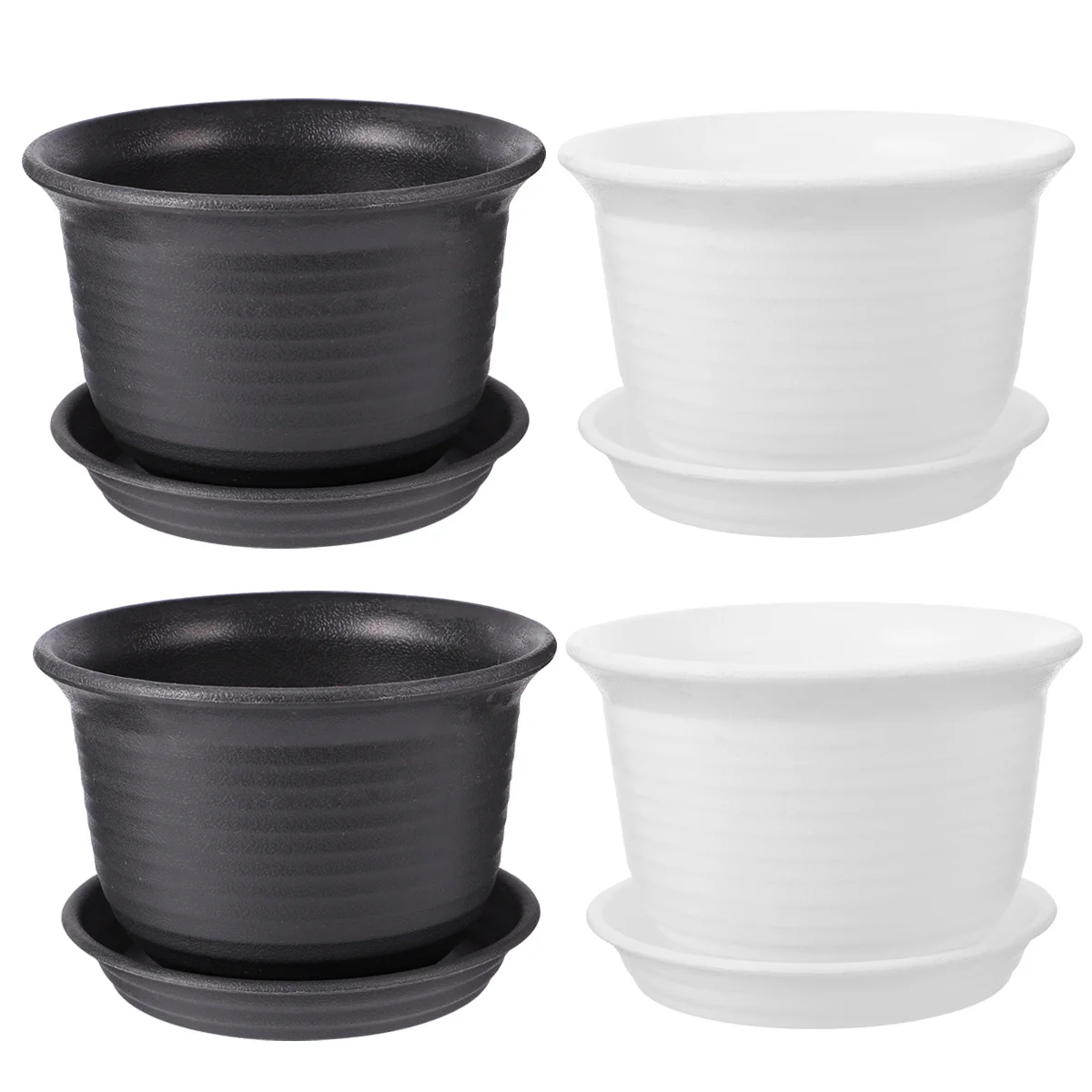 

4Pcs Resin Flower Pot Planters Simple Design Resin Planter for Indoor Outdoor Home Office Garden with Drain Hole