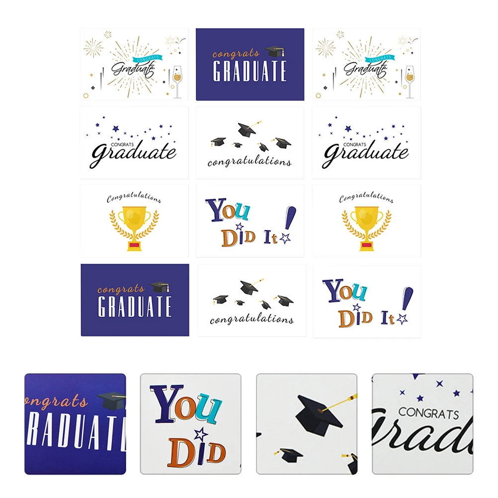 

12pcs Graduation Greeting With Envelopes Mixed Styles Premium Paper Blank For Family Friends Party Favors Gift Graduation